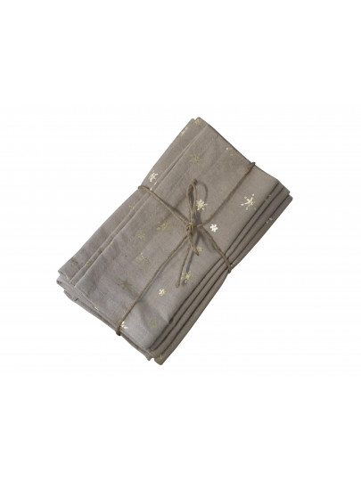 Lot de 4 serviettes étoiles dorées déco Noël