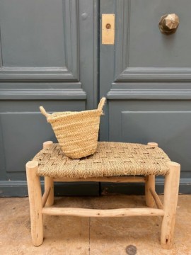 Petit panier avec anses en feuille de palmier D25 x H20 cm