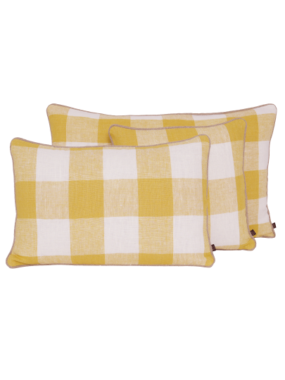 Housse de coussin à carreaux en lin Palma Haomy paille