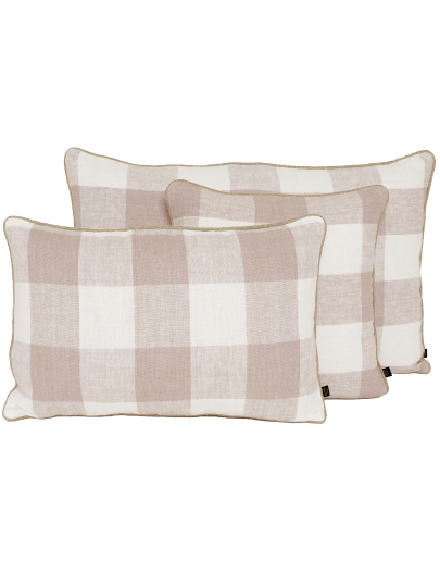 Housse de coussin à carreaux en lin Palma Haomy pétale