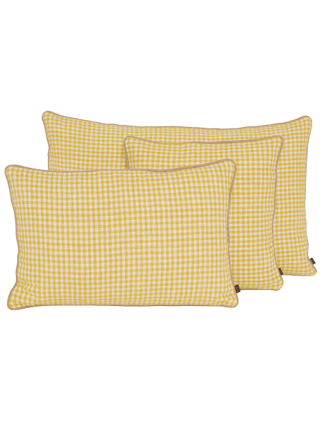 Housse de Coussin en Lin à Petits Carreaux Piana Haomy paille