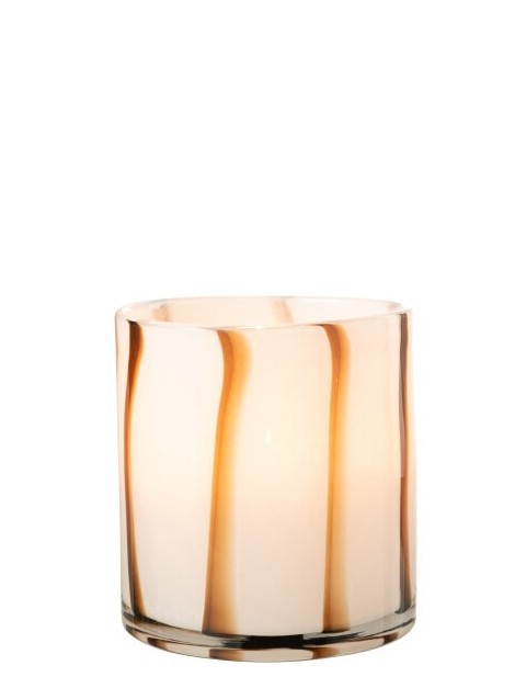 Photophore lignes safari Jolipa Jline blanc et marron