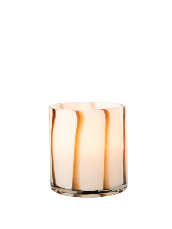 Photophore lignes safari Jolipa Jline blanc et marron