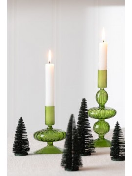 Bougeoir en verre Ufo vert