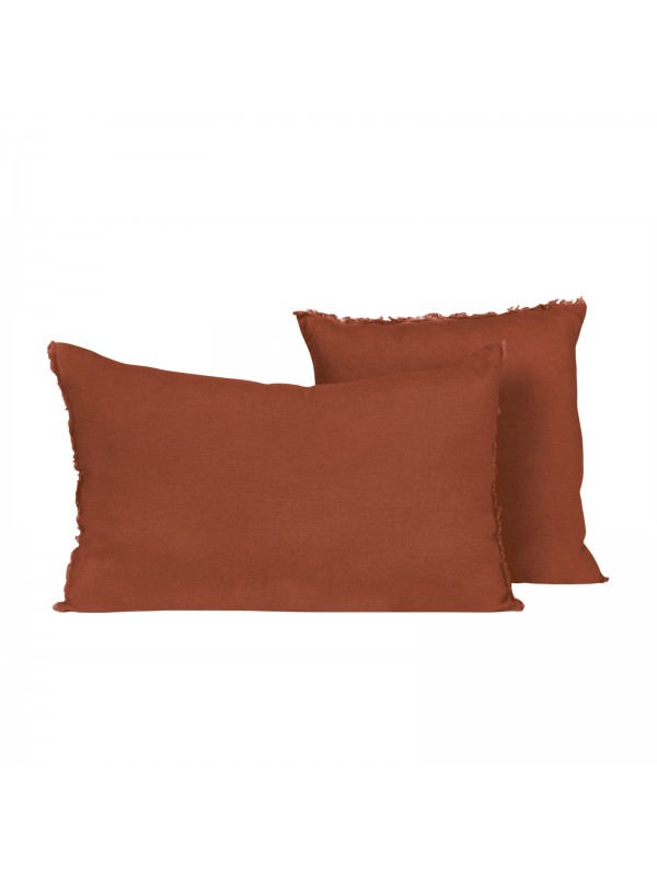 housse de coussin en lin et coton terre brûlée Limy Haomy housse de coussin en lin et coton terre brûlée Limy Haomy