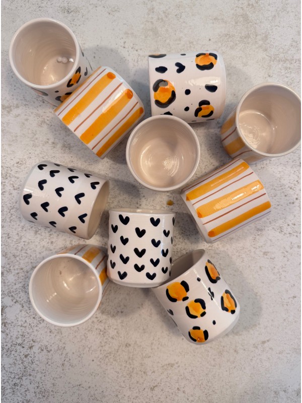 tasse à rayures orange artisanat marocain