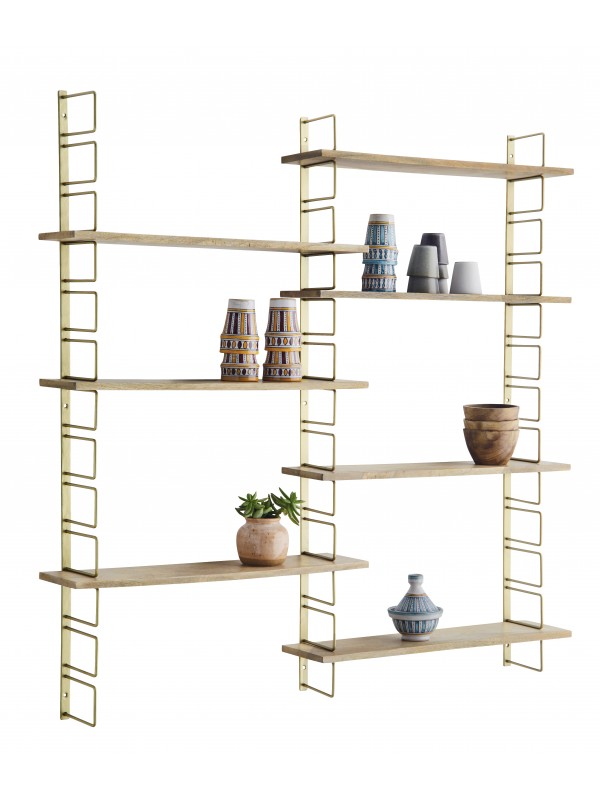 Etagères modulables en bois et métal doré - Madam Stoltz