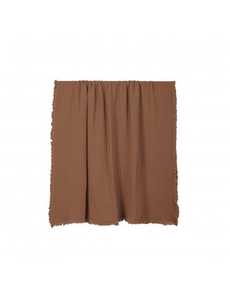 plaid vanly en voile de coton mocaccino Haomy 130x180 cm