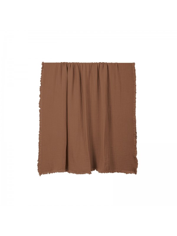 plaid vanly en voile de coton mocaccino Haomy 130x180 cm