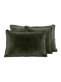 housse de coussin en velours de coton kaki Kobe Haomy