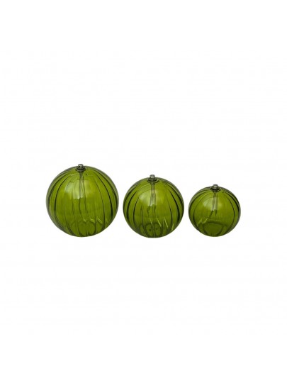 lampe à huile sphère striée vert olive