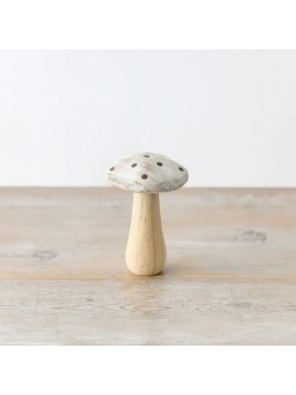 Champignon en bois blanchi pois bruns