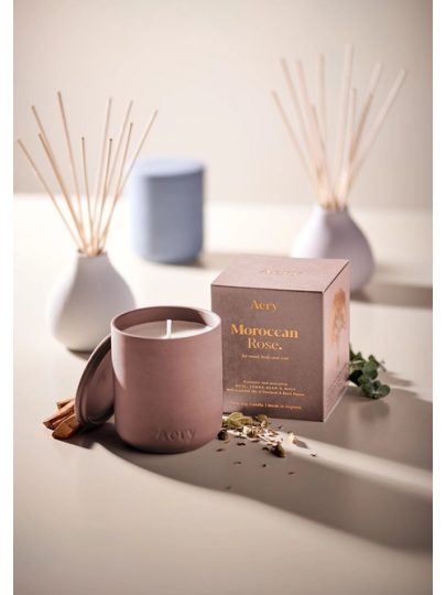 Bougie Parfumée Rose du Maroc – Rose, Tonka & Musc Aery Living