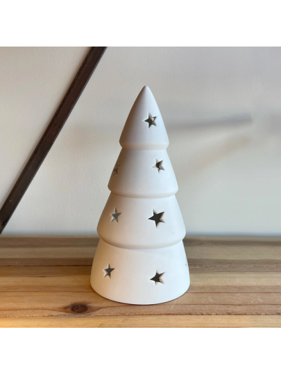 Arbre de Noël Étoilé à LED en Céramique Blanche – Gainsborough