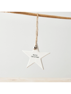 Suspension Étoile “Joyeux Noël” en Porcelaine Gaufrée