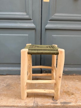Tabouret en bois et corde 40 cm