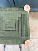 Tabouret en bois et corde 40 cm kaki