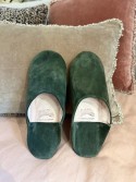 Babouches homme artisanales en cuir et daim verts sapin
