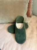 Babouches homme artisanales en cuir et daim vert sapin