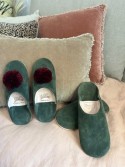 Babouches homme artisanales en cuir et daim vert sapin