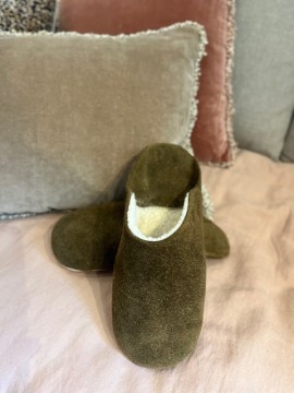 Babouches homme en cuir et moumoute