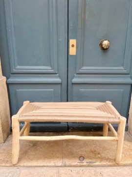 Banc artisanal en bois et corde 90 cm