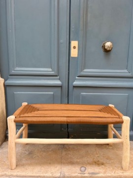 Banc artisanal en bois et corde 90 cm