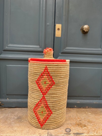 Panier berbère orange fluo 60 cm