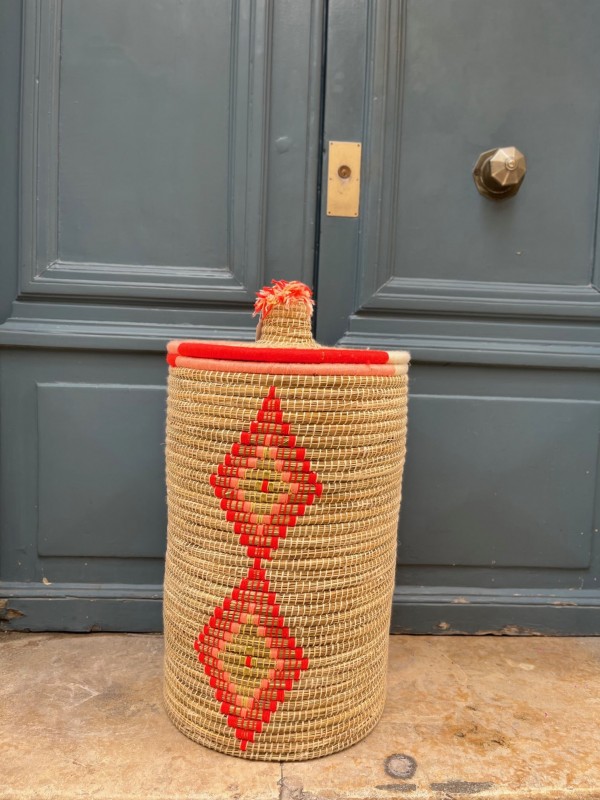 Panier berbère orange fluo 60 cm