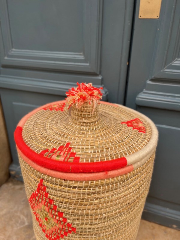 Panier berbère orange fluo 60 cm