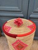 Panier berbère rose fluo 60 cm
