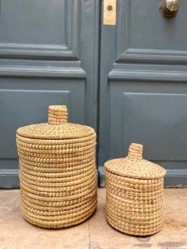 Boîte berbère artisanale en osier naturel