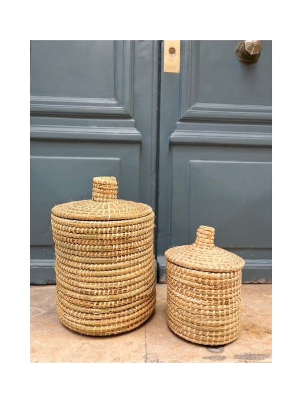 Boîte berbère artisanale en osier naturel