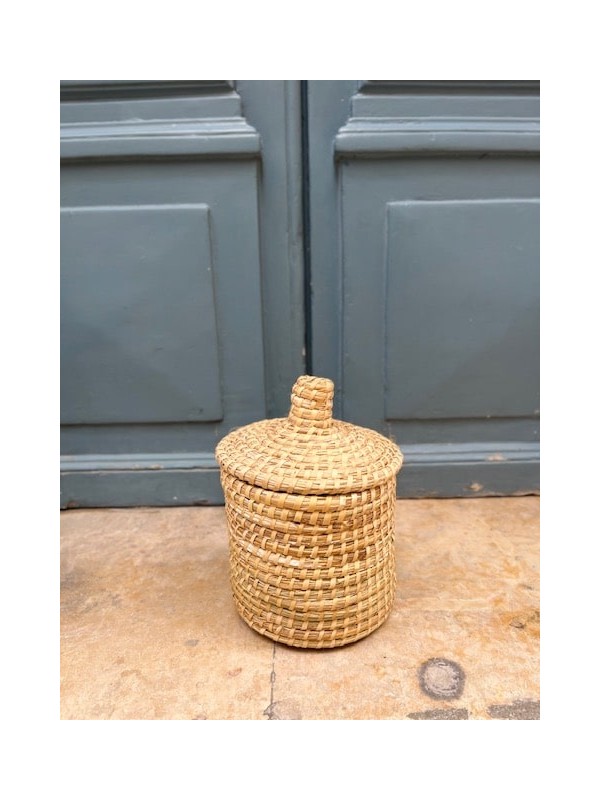 Boîte berbère artisanale en osier naturel 20 cm