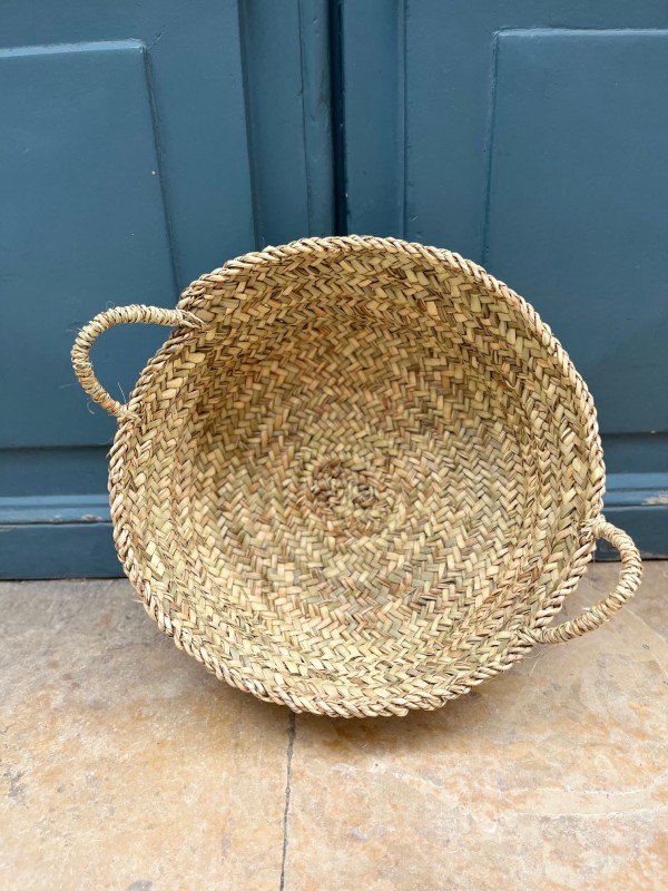 Corbeille avec anses en feuille de palmier 38x15 cm