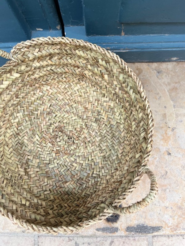 Corbeille avec anses en feuille de palmier 38x15 cm