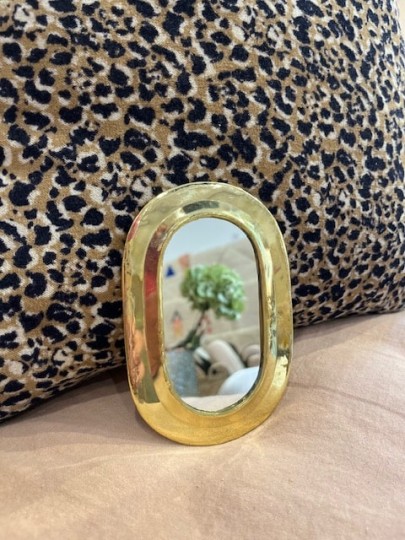 Petit miroir en laiton doré – Bordure épaisse - rond