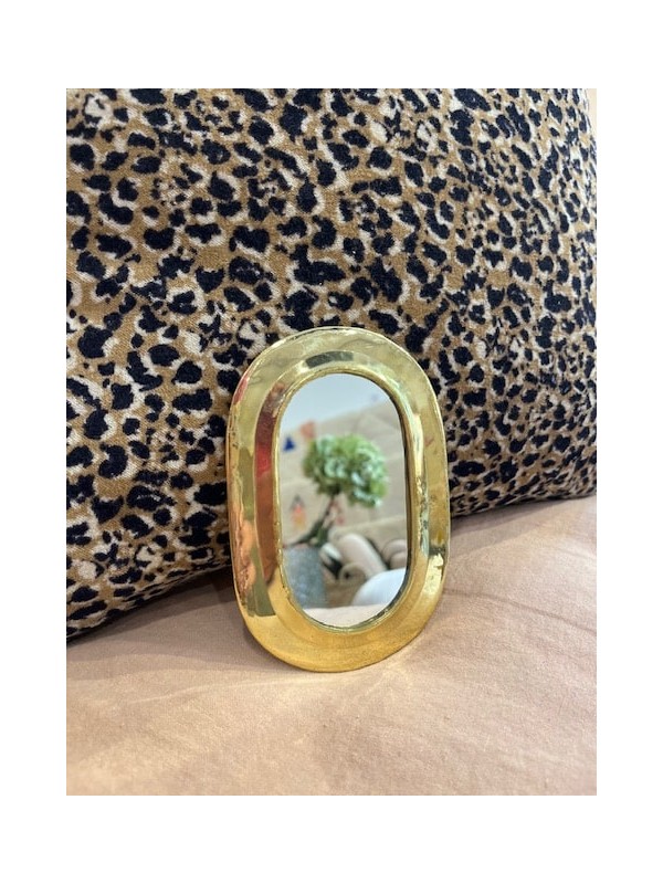 Petit miroir en laiton doré – Bordure épaisse - forme ovale