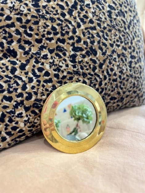 Petit miroir en laiton doré – Bordure épaisse - rond