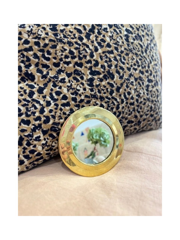 Petit miroir en laiton doré – Bordure épaisse - rond