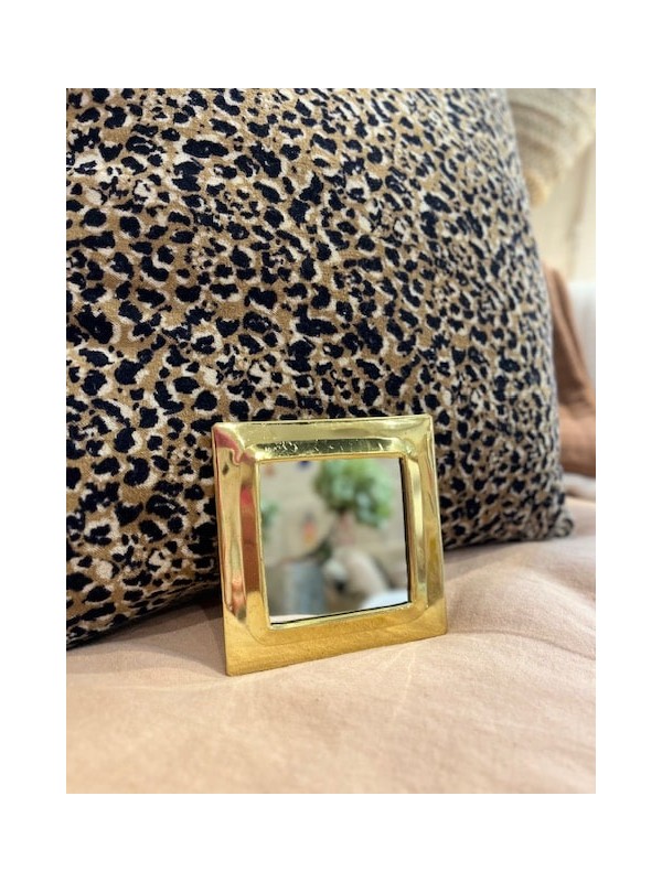 Petit miroir en laiton doré – Bordure épaisse - forme carré