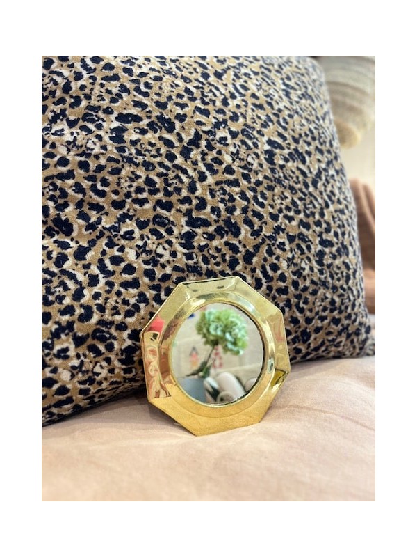 Petit miroir en laiton doré – Bordure épaisse - forme octogone