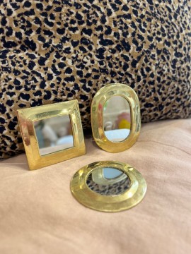Mini miroir en laiton doré – Bordure épaisse