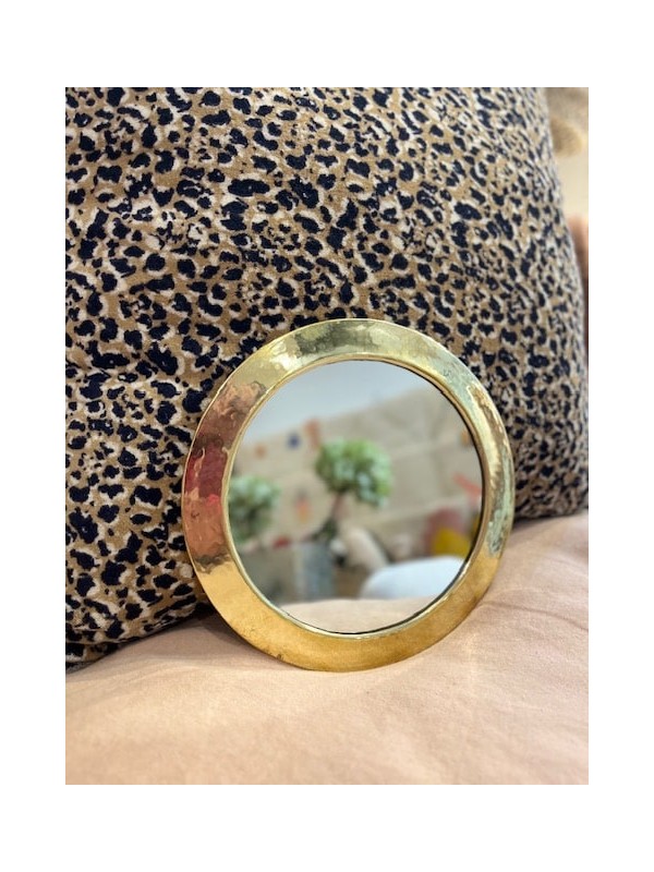 Miroirs muraux en laiton martelé doré - rond