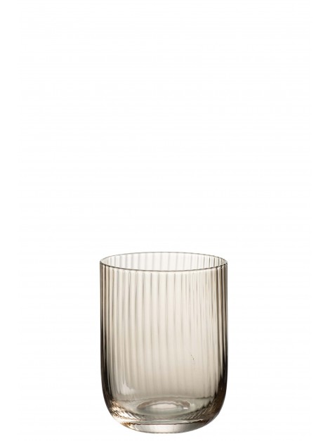 Lot de 6 verres à eau ambrés striés Kyle – Jolipa – H9,5 x D7,5 cm