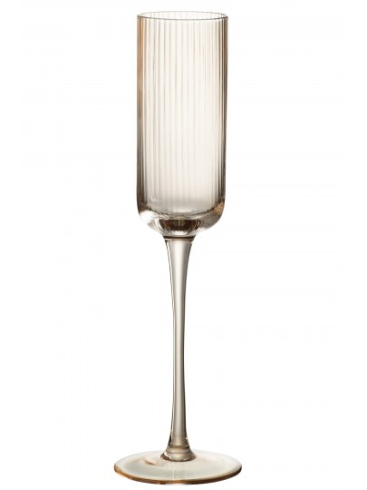Lot de 6 flûtes à champagne ambrées striées Kyle – H26 x D6 cm