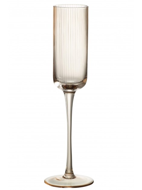Lot de 6 flûtes à champagne ambrées striées Kyle – H26 x D6 cm