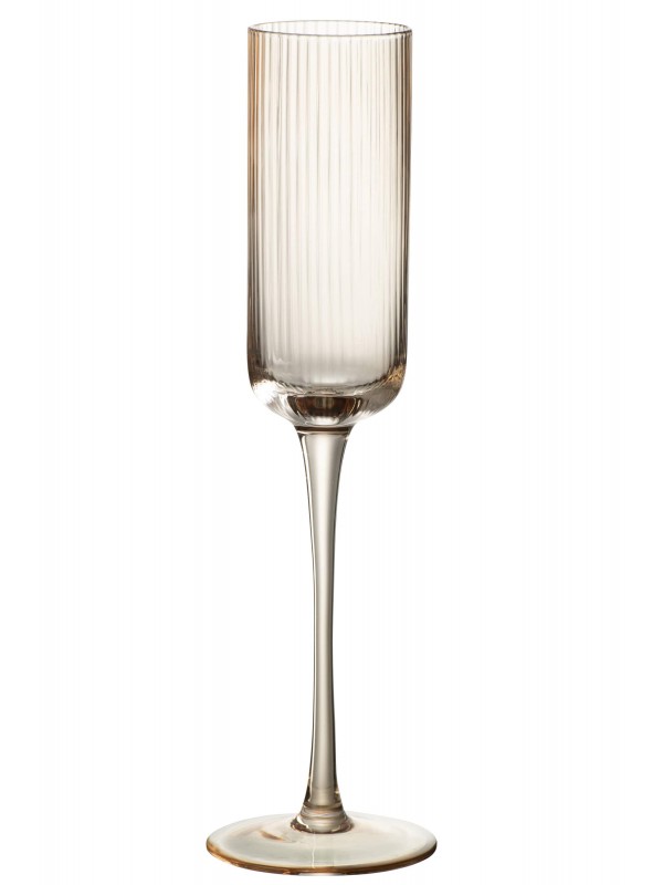 Lot de 6 flûtes à champagne ambrées striées Kyle – H26 x D6 cm