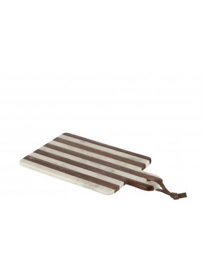 Planche en marbre ivoire et marron à rayures – Jolipa – 35,5 x 20,5 cm