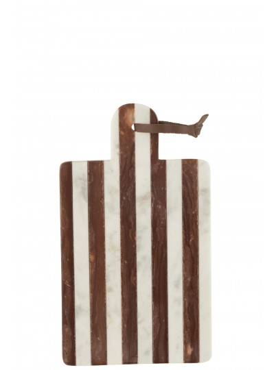 Planche en marbre ivoire et marron à rayures – Jolipa – 35,5 x 20,5 cm